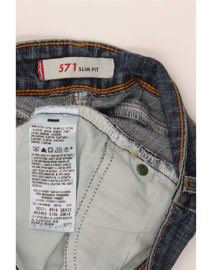 Damskie jeansy Levi's 571 Slim W28 L32 Niebieskie bawełniane