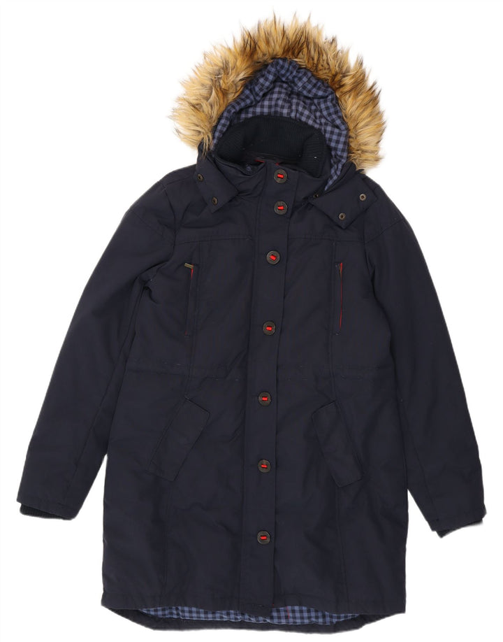 Damska kurtka parka z kapturem Fat Face UK 14, średni granatowy nylon