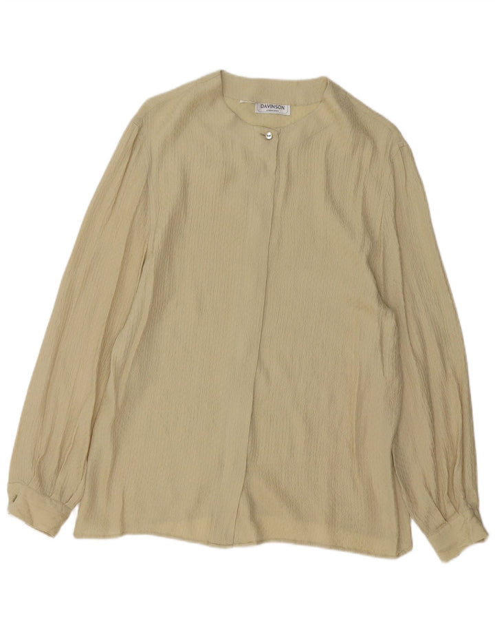 VINTAGE Womens Shirt Blouse UK 14 Medium Beige