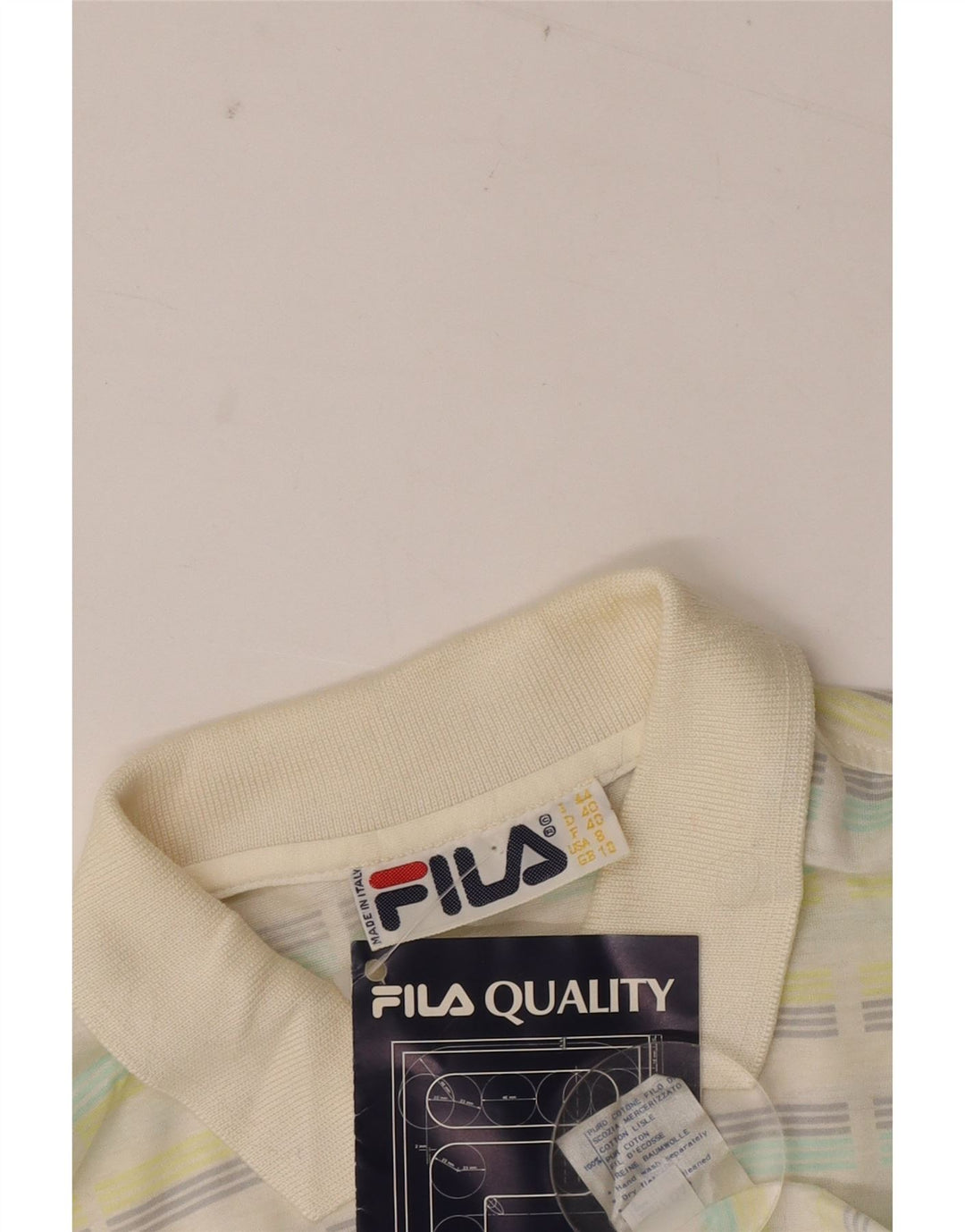 Damska koszulka polo FILA UK 10, mała, wielobarwna, bawełniana w paski