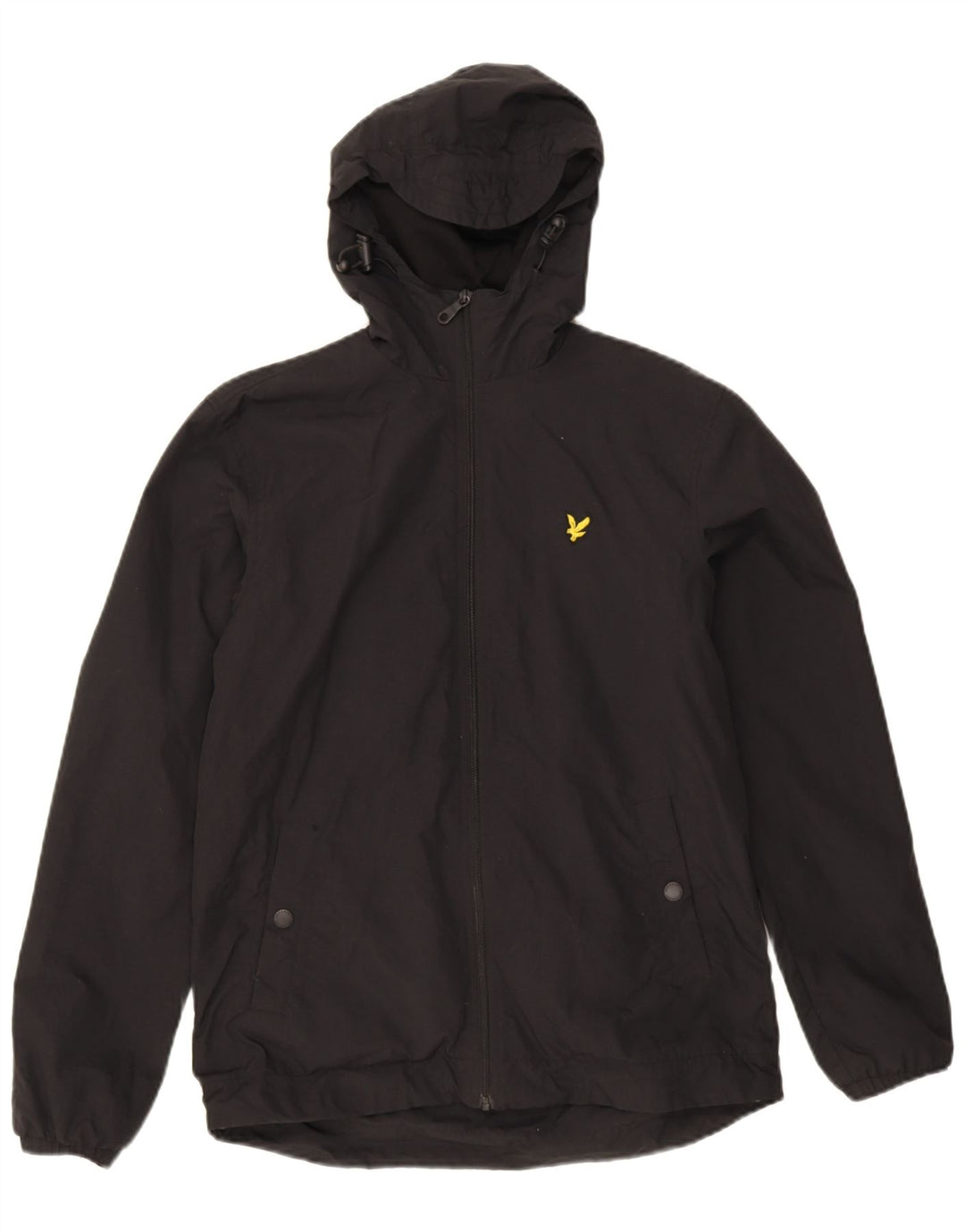 Męska kurtka przeciwdeszczowa z kapturem Lyle & Scott UK 36, mała, czarna nylonowa
