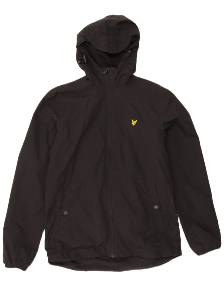 Męska kurtka przeciwdeszczowa z kapturem Lyle & Scott UK 36, mała, czarna nylonowa