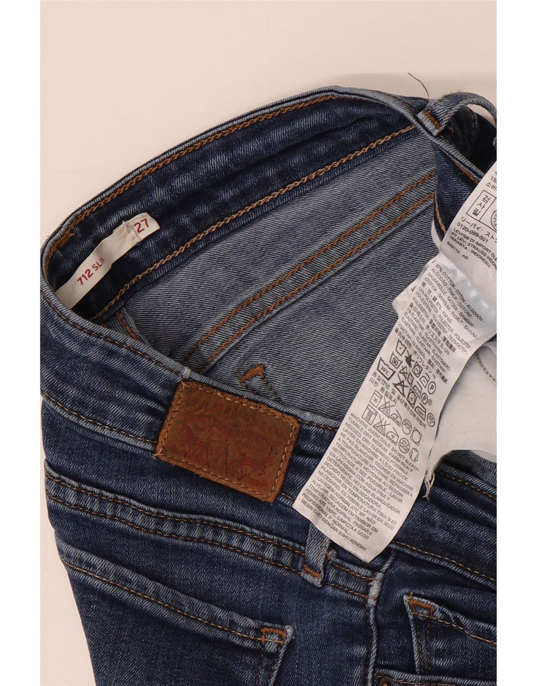 Damskie jeansy LEVI'S 712 w trudnej sytuacji W27 L30 Niebieska bawełna