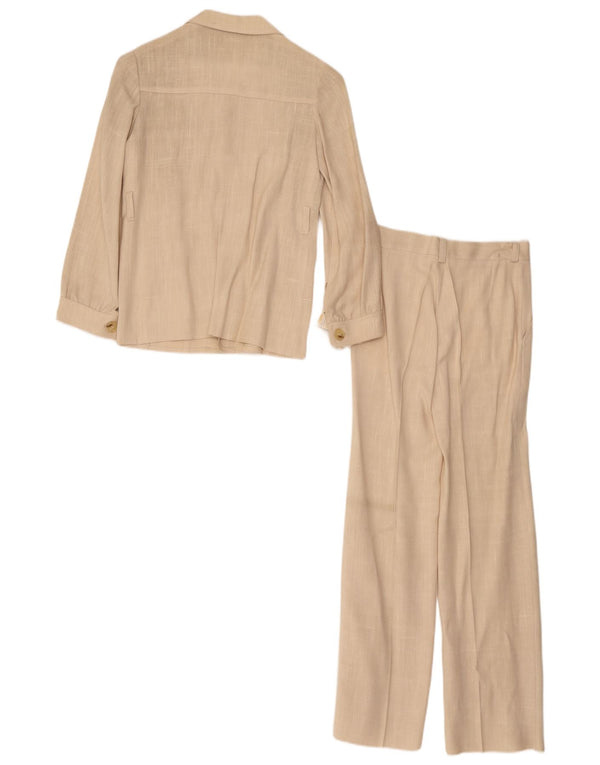 Vintage damski garnitur zapinany na 4 guziki, dwuczęściowy EU 34 XS W26 L26 beżowy wiskoza