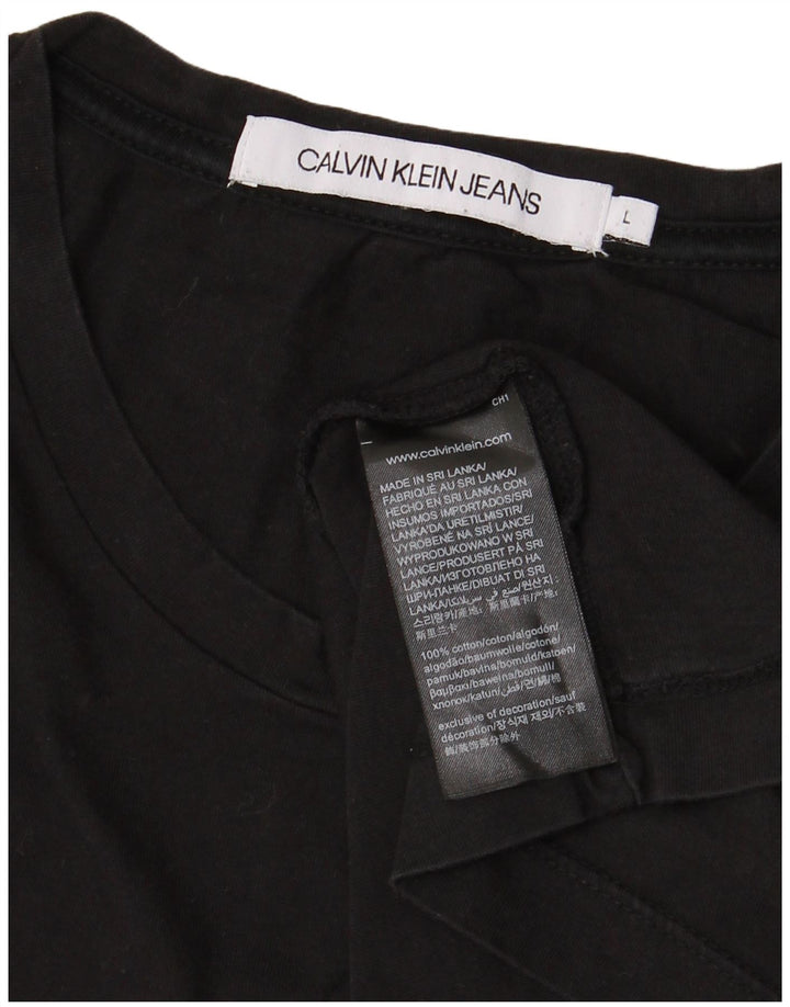Męski T-shirt z grafiką CALVIN KLEIN JEANS, duży, czarny, bawełniany