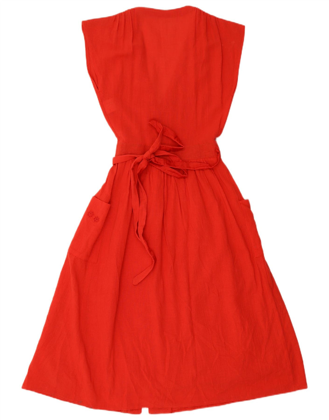 VINTAGE Damska sukienka o linii A bez rękawów UK 12 Średni czerwony w kwiaty