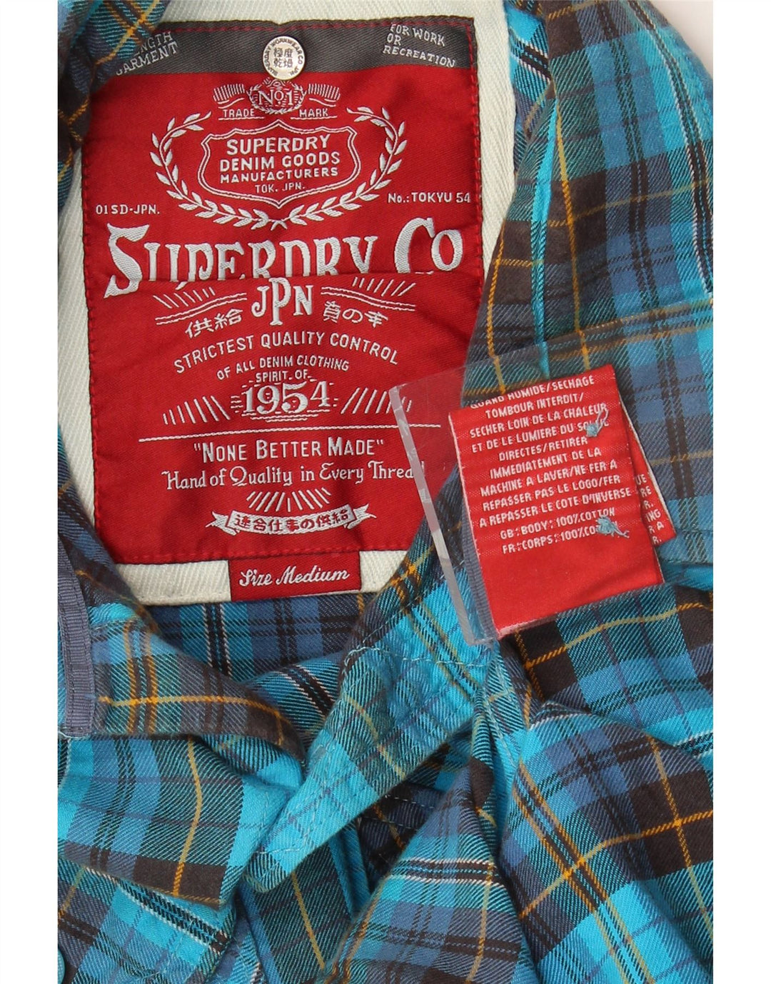 Męska koszula flanelowa Superdry, bawełniana w średnią niebieską kratkę