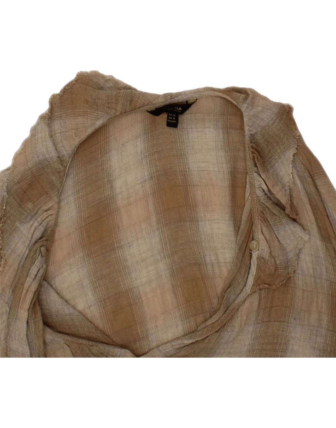MASSIMO DUTTI Womens Longline Oversized Blouse Top UK 6 XS Beige Check Vintage Massimo Dutti and Second-Hand Massimo Dutti from Messina Hembry 