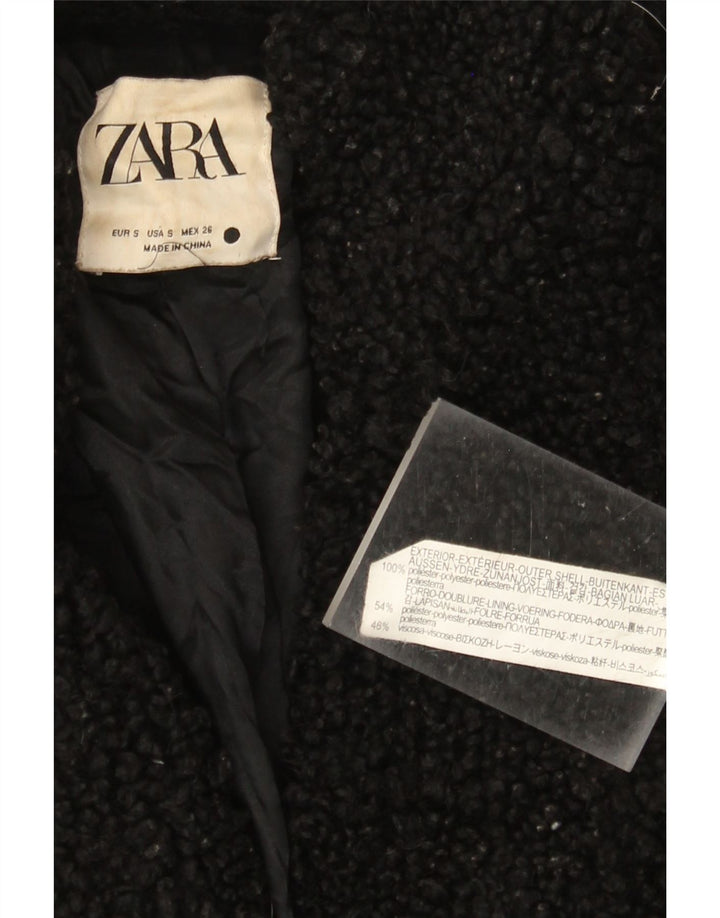 Damski oversize'owy płaszcz polarowy Zara UK 10, mały, czarny poliester