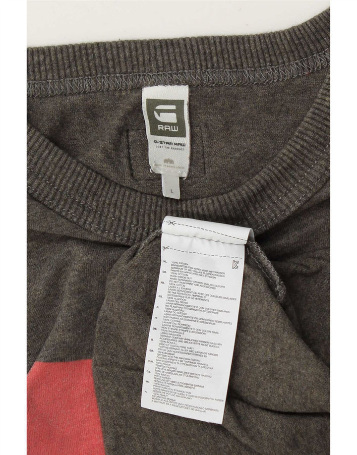 Męska koszulka z grafiką G-Star Raw, duża, szara, bawełniana