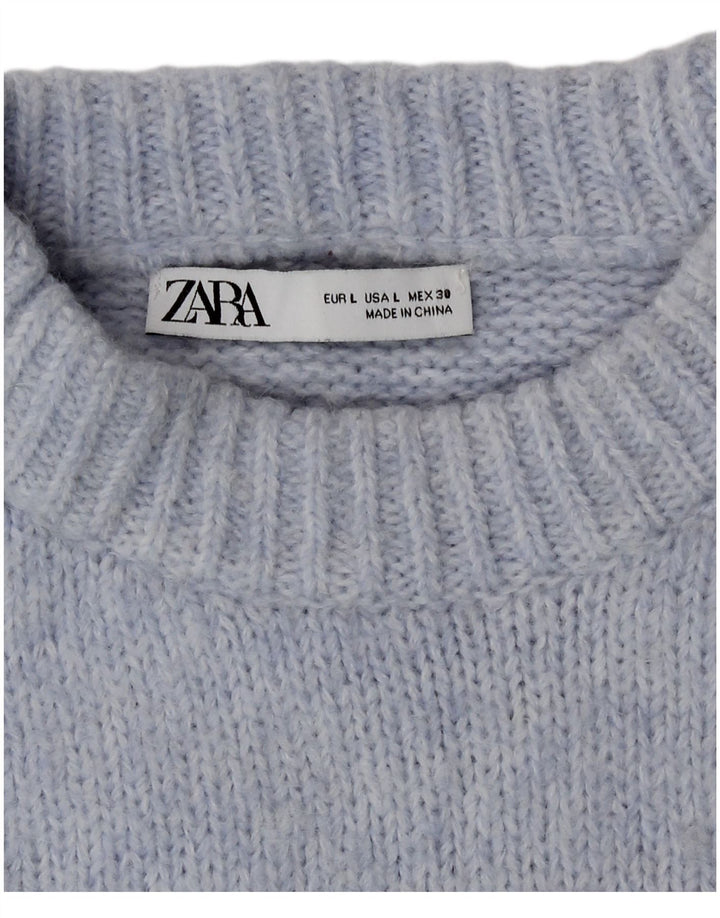 Sweter damski Zara Oversize z okrągłym dekoltem UK 16, duży niebieski