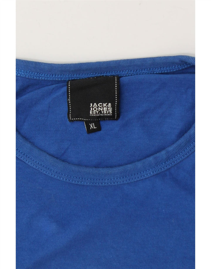 Męska koszulka z grafiką JACK & JONES, XL, niebieska