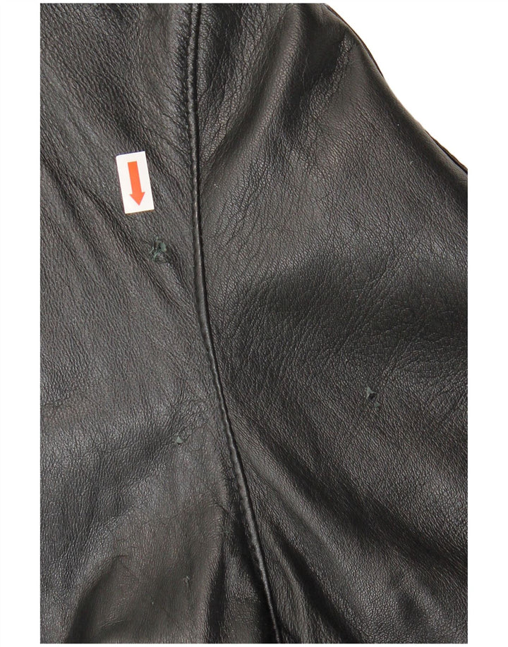 Vintage damski płaszcz skórzany oversize UK 10, mała czarna skóra