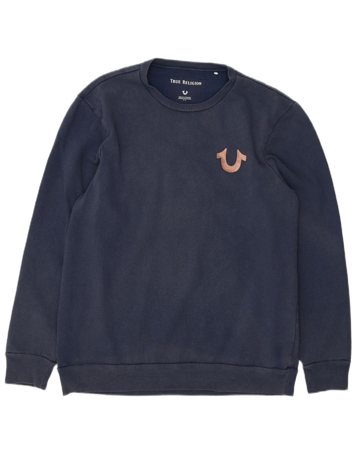 Męska bluza z grafiką True Religion, średnia, granatowa, bawełniana