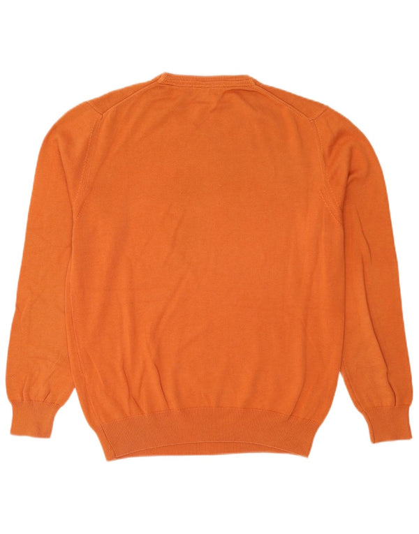 Męski sweter z okrągłym dekoltem Massimo Dutti, średniej wielkości pomarańczowa bawełna