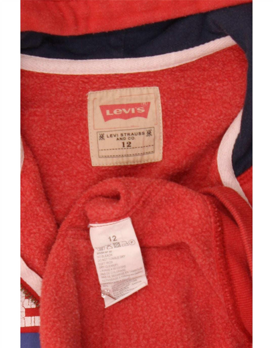 Chłopięcy sweter Levi's z kapturem i zamkiem błyskawicznym, 11-12 lat, czerwony, bawełniany