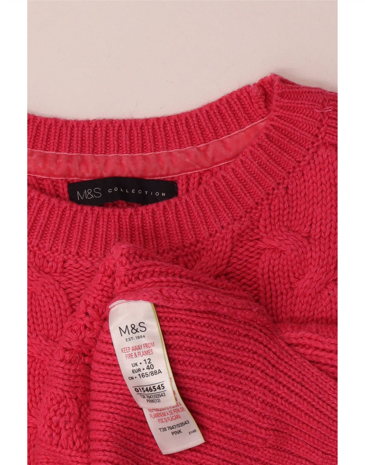 Marks & Spencer Damski sweter z dekoltem w łódkę, UK 12, średni różowy, bawełniany