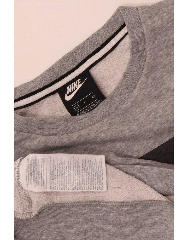 Męska bluza z grafiką Nike, mała, szara, bawełniana z blokami kolorów