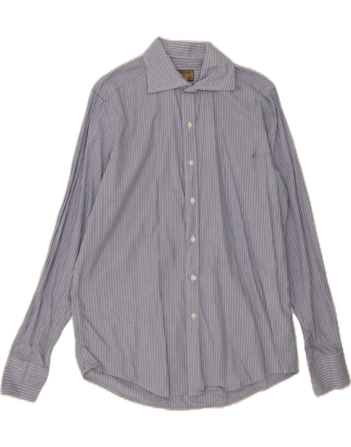 BRUGI Mens Shirt Large Blue Striped Cotton Vintage Brugi and Second-Hand Brugi from Messina Hembry 