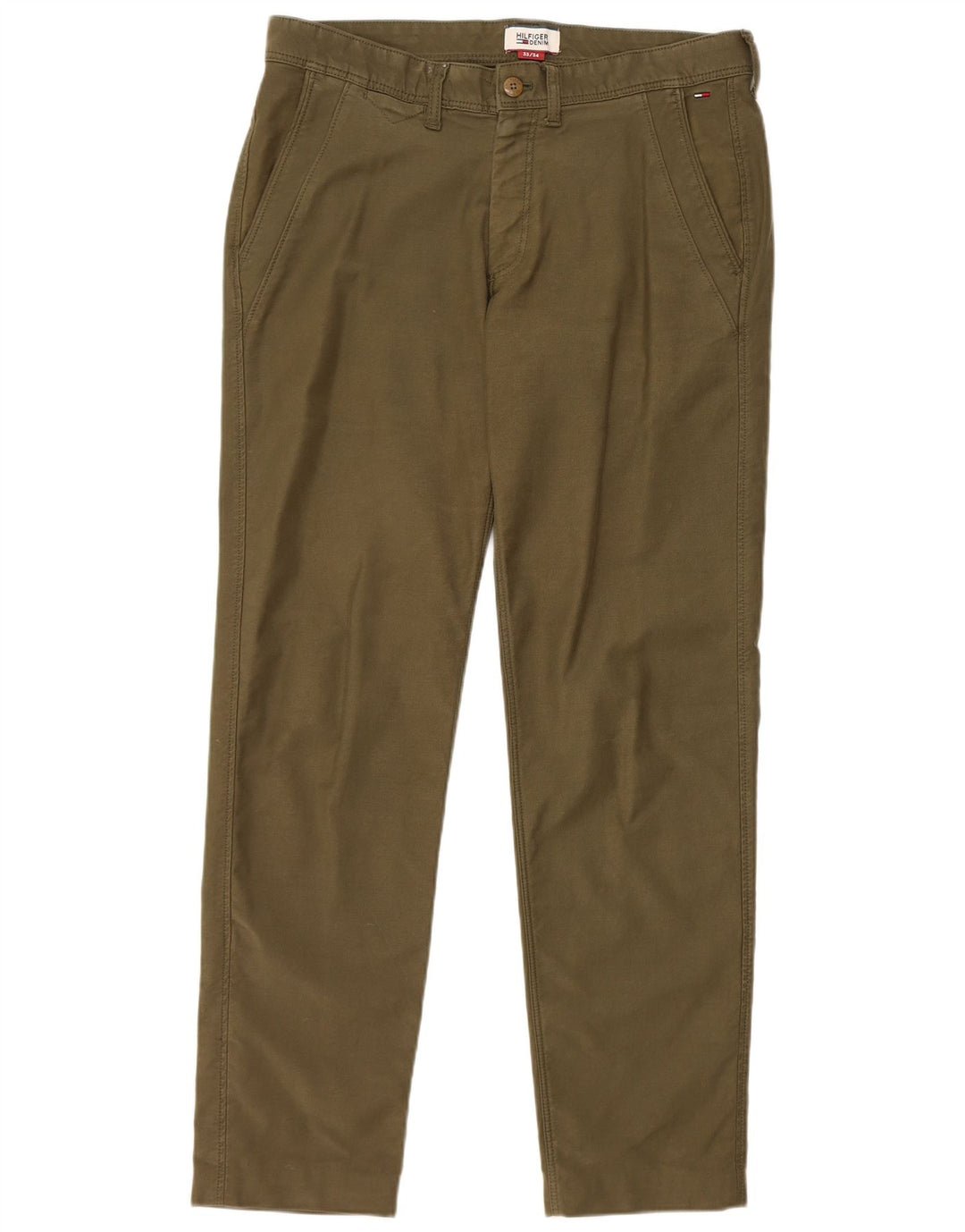 Męskie spodnie typu slim chino TOMMY HILFIGER W33 L31 khaki, bawełna