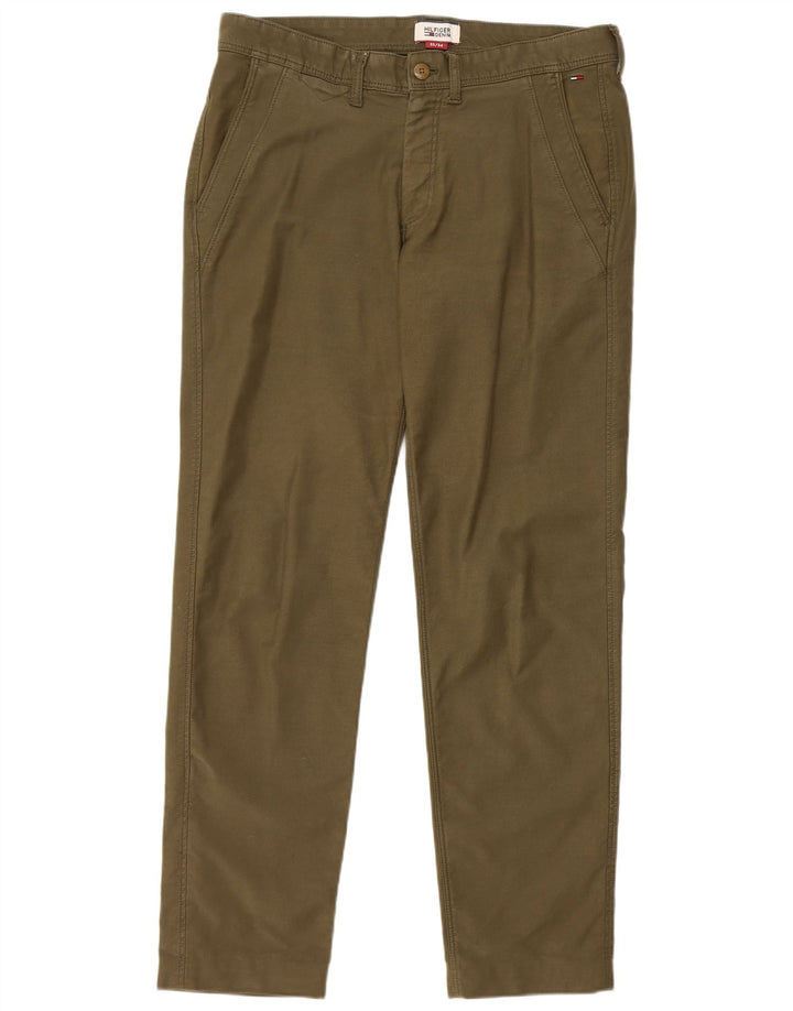 Męskie spodnie typu slim chino TOMMY HILFIGER W33 L31 khaki, bawełna