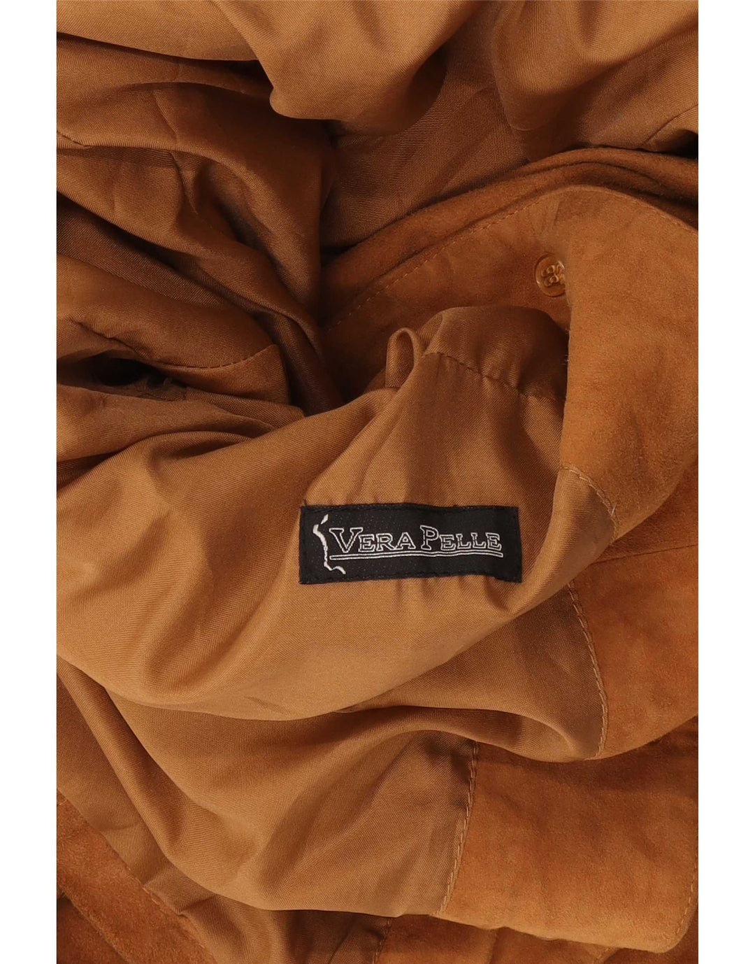 Vintage damska zamszowa kurtka UK 14 ze średniej beżowej skóry