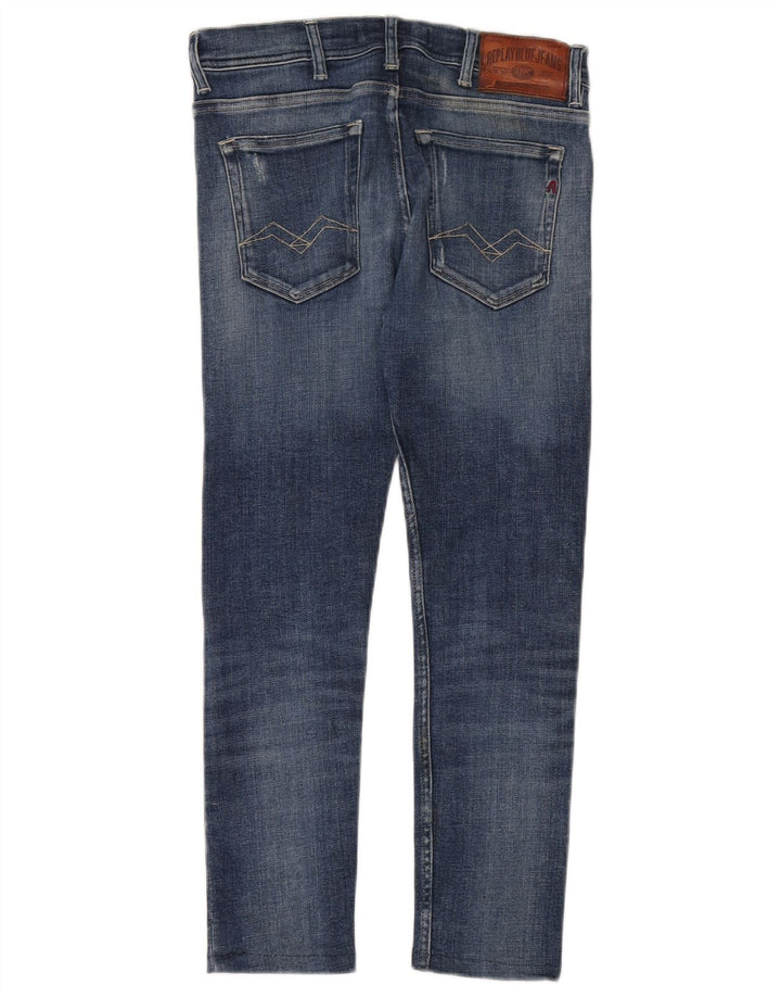 Damskie jeansy Replay Crop Distressed W30 L26 Niebieskie