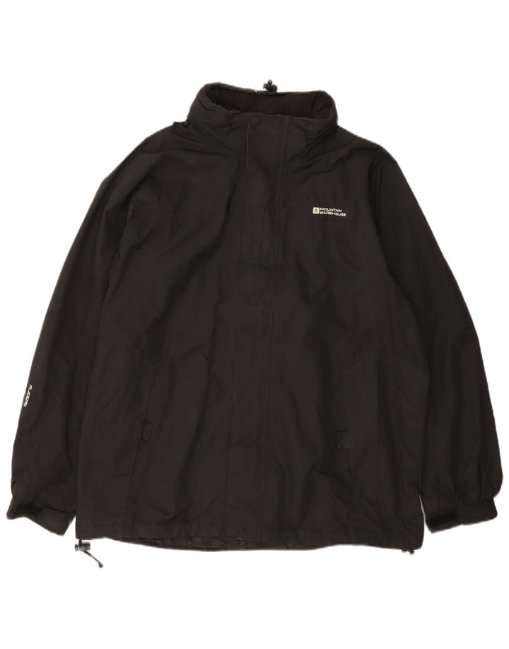 Męska kurtka przeciwdeszczowa z kapturem Mountain Warehouse UK 38, średni czarny nylon