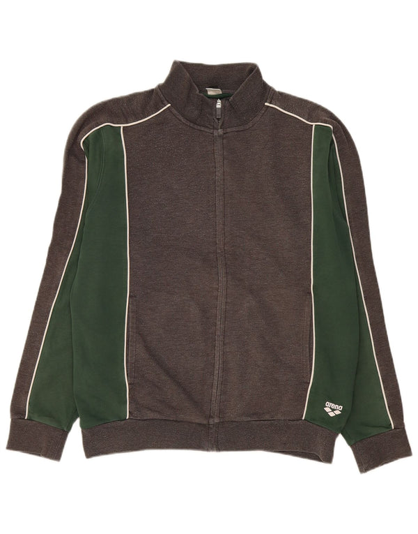 Arena Mens Tracksuit Top Jacket Large Grey Colourblock Cotton