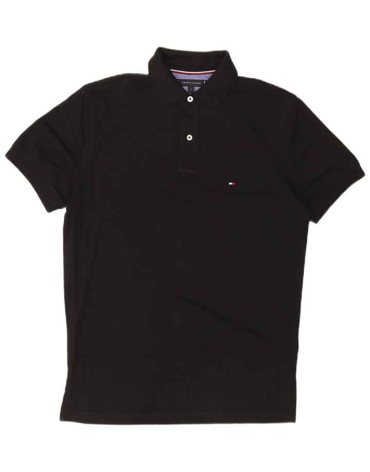 Męska koszulka polo Tommy Hilfiger, mała, czarna, bawełniana