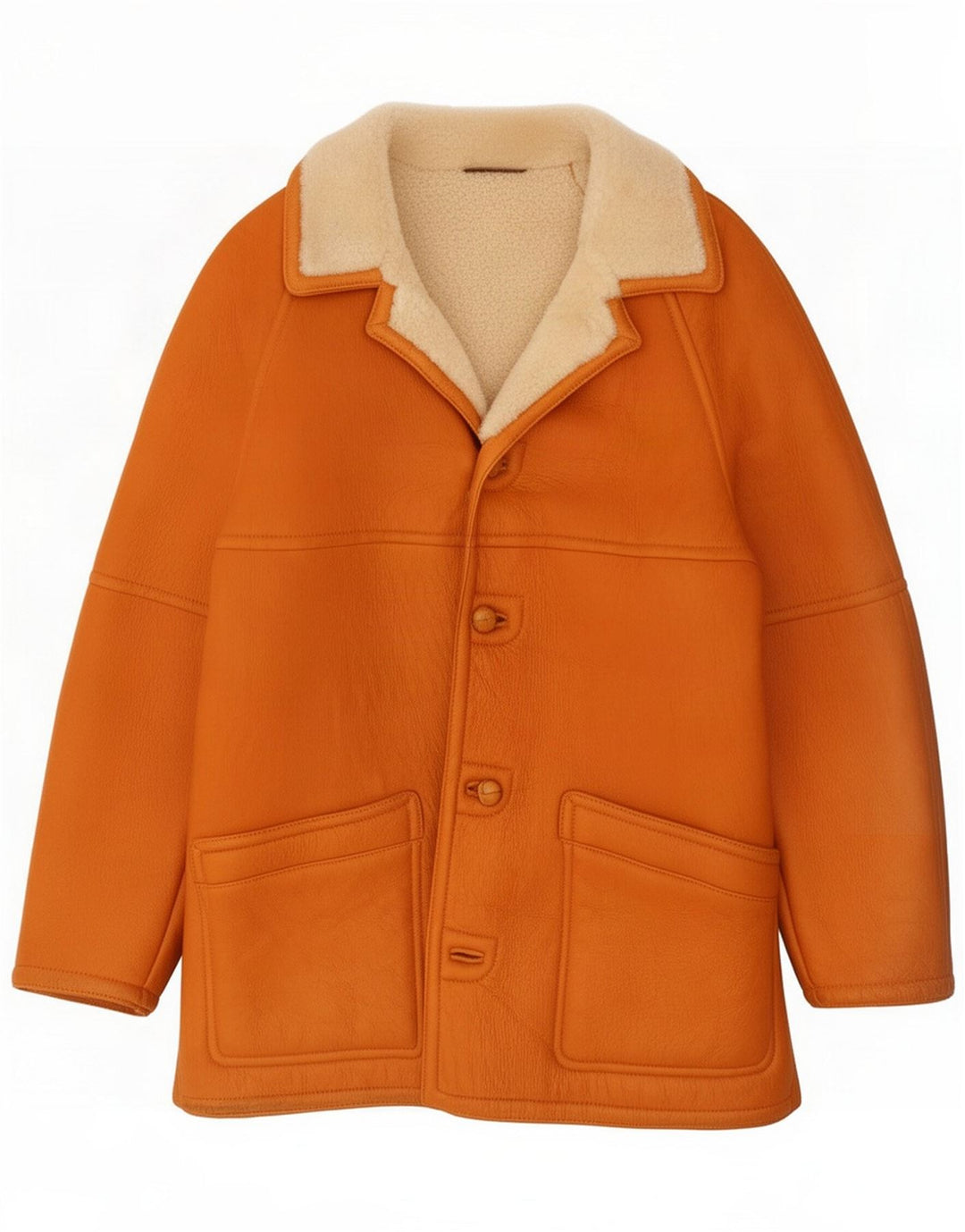 Męska kurtka shearling w stylu vintage UK 38 Średni brąz, skóra