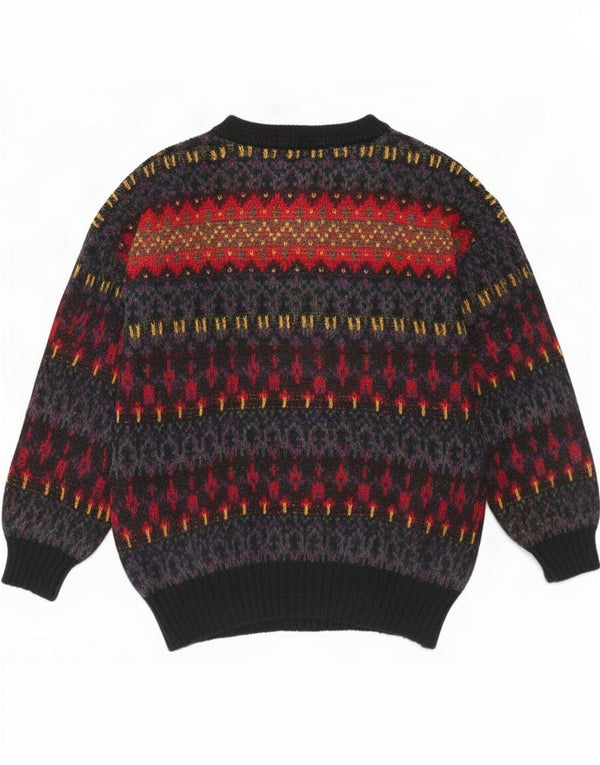 St. Bernard Womens Cardigan Sweater UK 10/12 Small Black Fair Isle