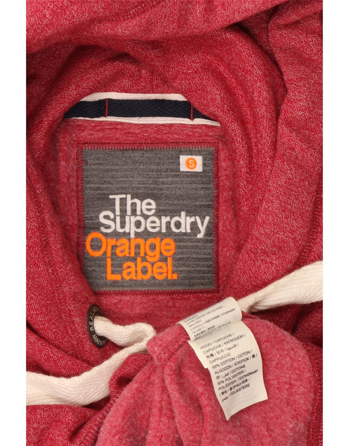 SUPERDRY Damski sweter z kapturem i zamkiem UK 10, mały, czerwony, nakrapiany, bawełniany