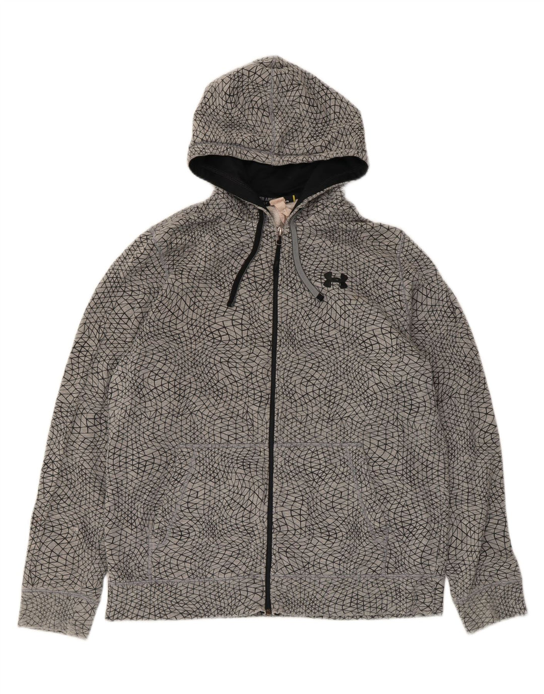 Męski sweter z kapturem i zamkiem Under Armour, duży, szary, geometryczny
