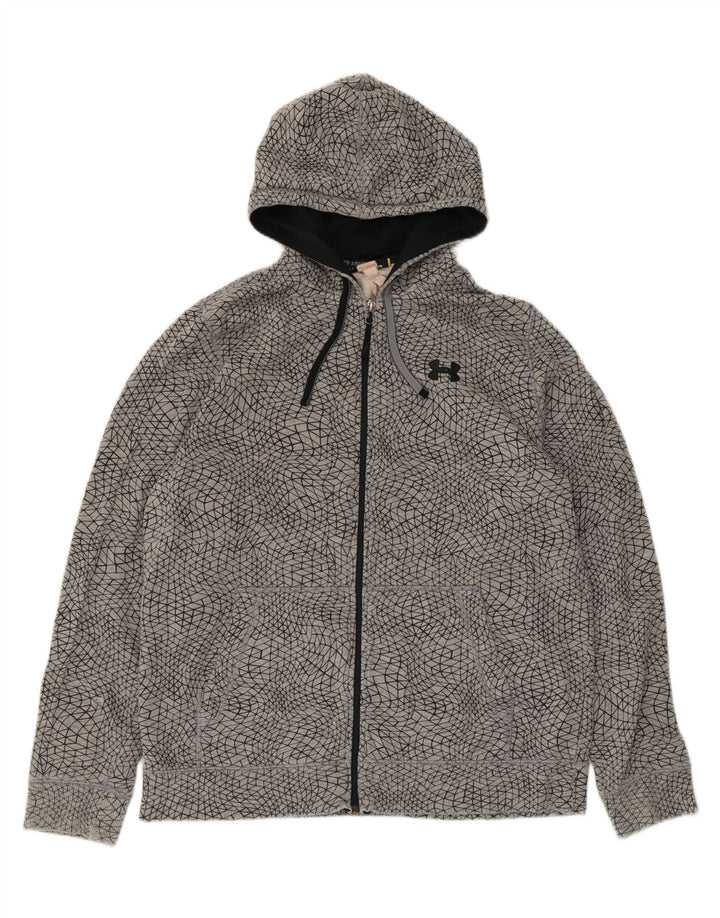Męski sweter z kapturem i zamkiem Under Armour, duży, szary, geometryczny