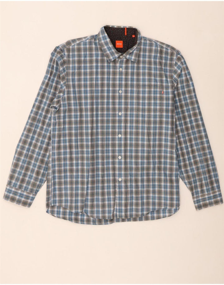 Koszula męska Hugo Boss 2XL, bawełniana niebieska kratka