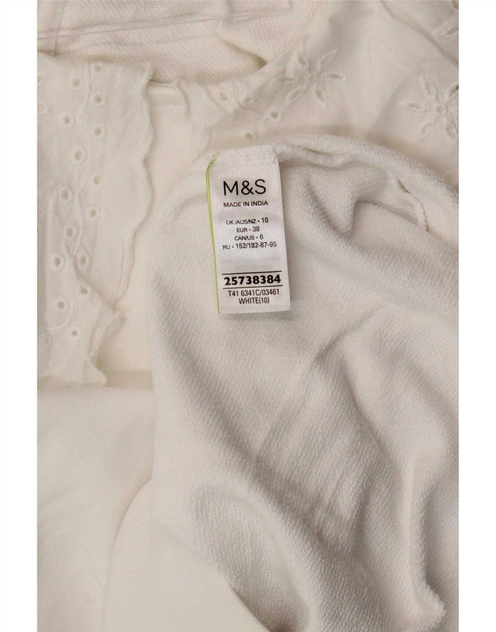 Damska bluza dresowa Marks & Spencer UK 10, mała, biała, bawełniana