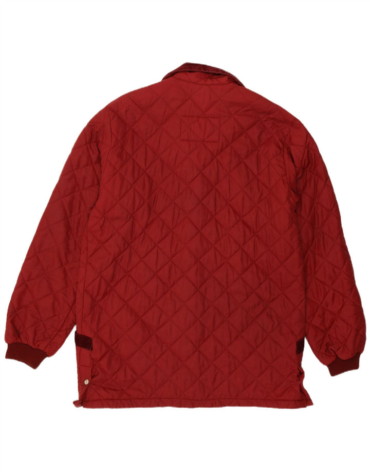 Vintage męska pikowana kurtka UK 40, duża, bordowa, poliamid