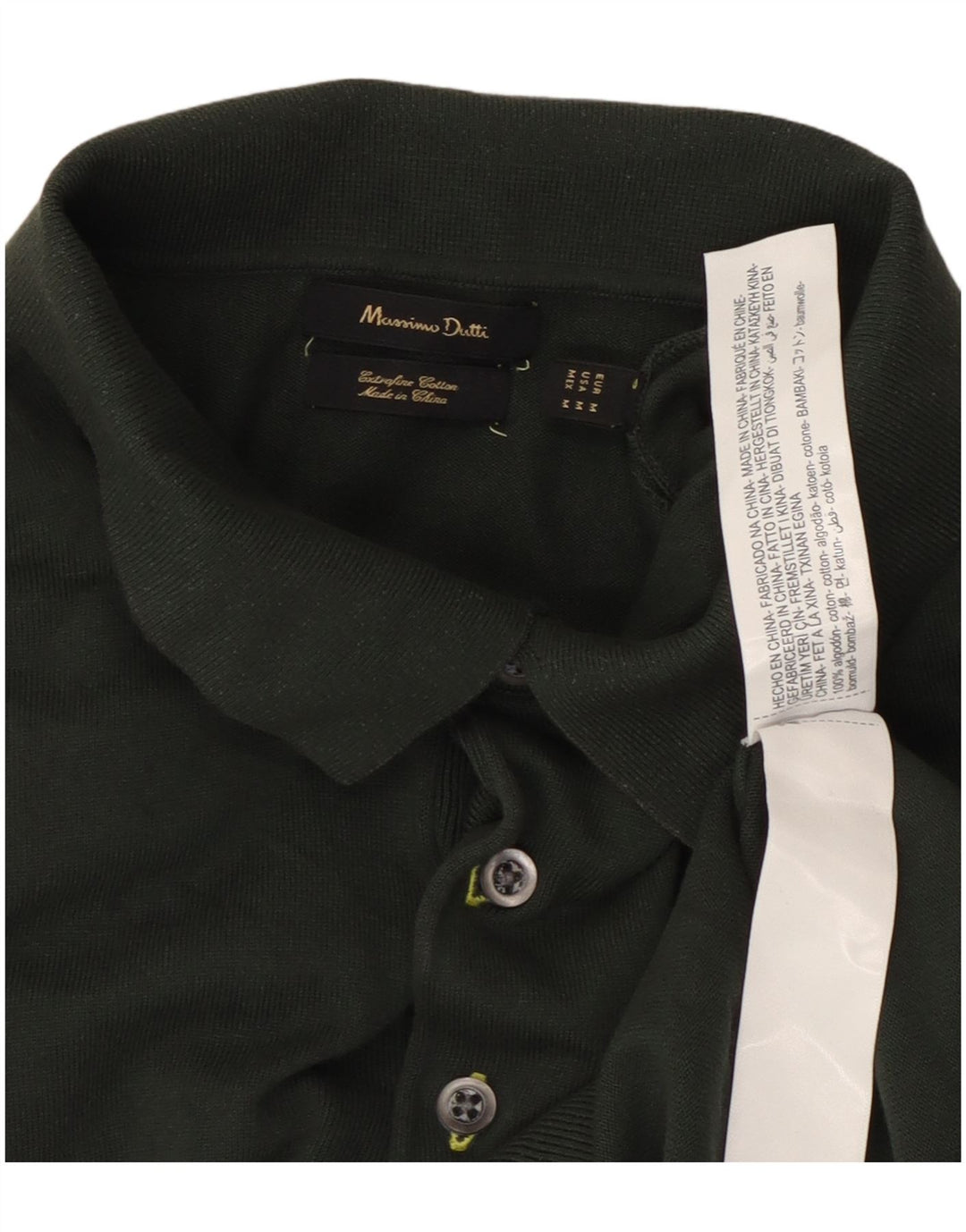 Męska koszulka polo Massimo Dutti, średnia, zielona bawełna