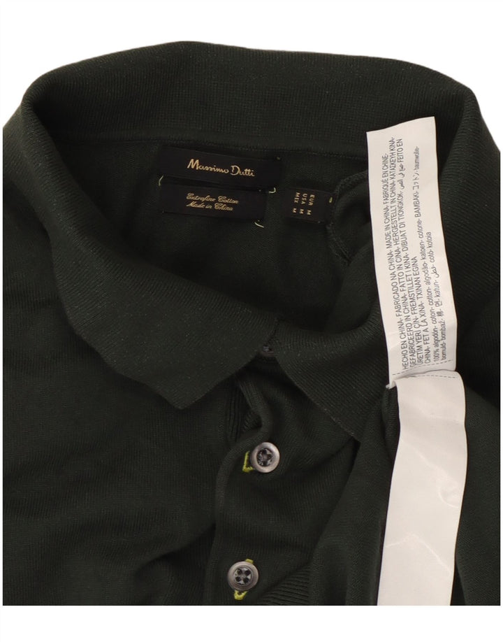Męska koszulka polo Massimo Dutti, średnia, zielona bawełna