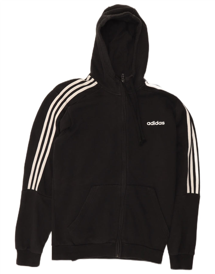 Adidas Męski sweter z kapturem i zamkiem błyskawicznym, średni czarny, bawełniany