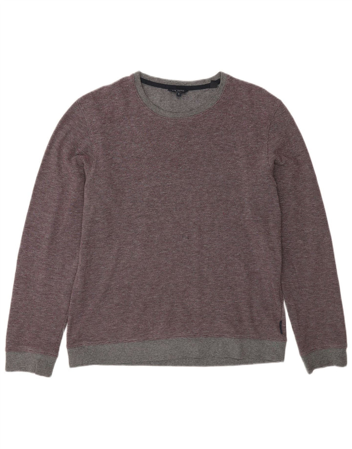Męski sweter Ted Baker z okrągłym dekoltem, rozmiar 3, średni bordowy bawełniany