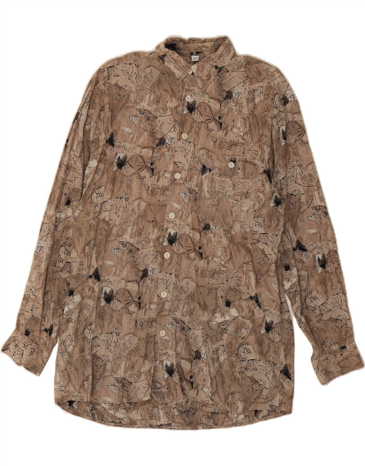 VINTAGE Mens Abstract Pattern Shirt Size 40 Medium Brown Vintage Vintage and Second-Hand Vintage from Messina Hembry 
