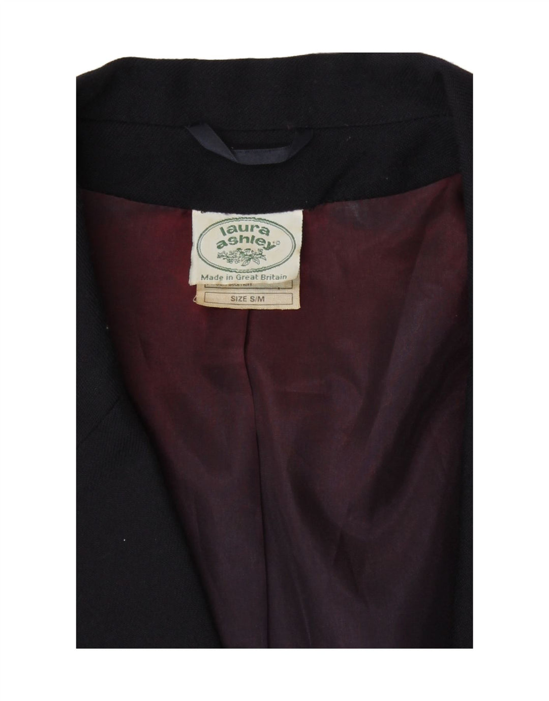 Damska marynarka zapinana na 2 guziki Laura Ashley UK 10 Mała granatowa wełna