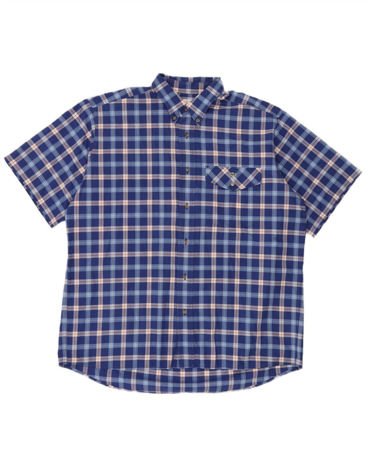 Koszula męska z krótkim rękawem Lacoste, rozmiar 43, duża niebieska kratka