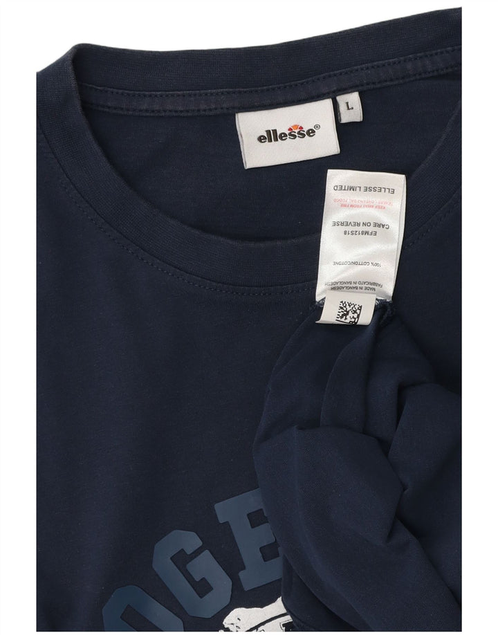 Męski T-shirt z grafiką Ellesse, duży, granatowy, bawełniany