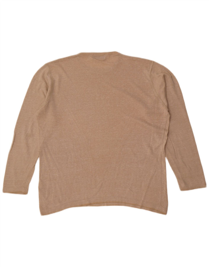 Męski sweter Marks & Spencer Blue Harbor z okrągłym dekoltem, duży, beżowy