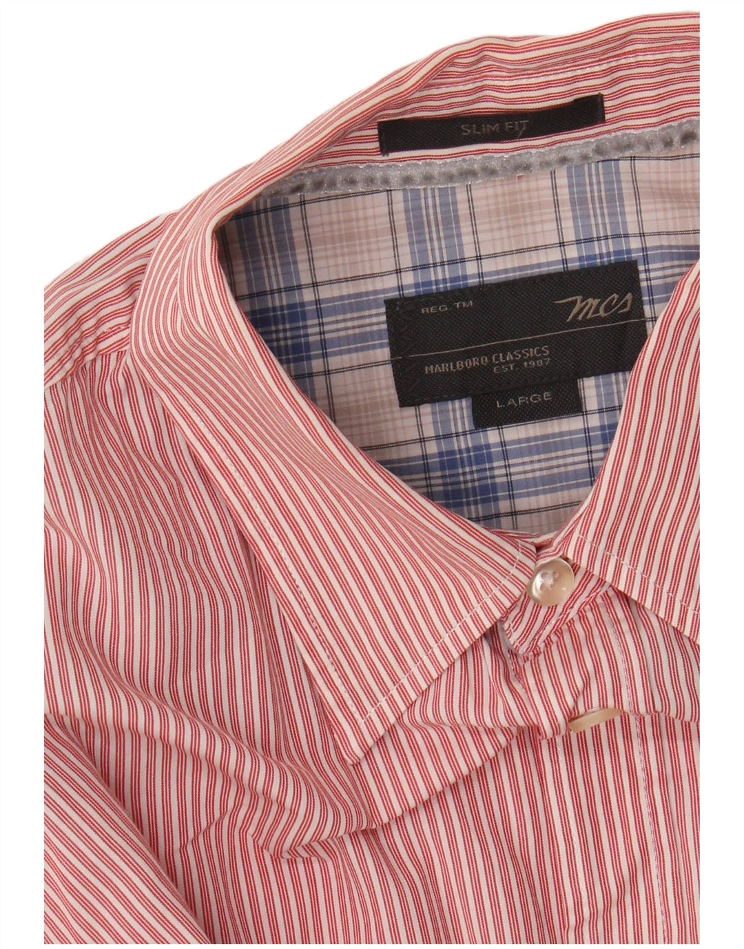 MARLBORO CLASSICS Męska koszula slim fit w duże różowe prążki