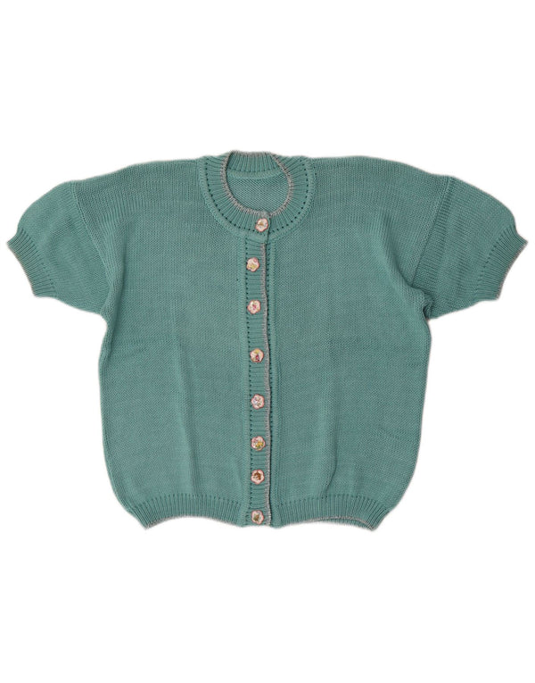 Sweter damski z krótkim rękawem w stylu vintage, UK 16, duży, zielony