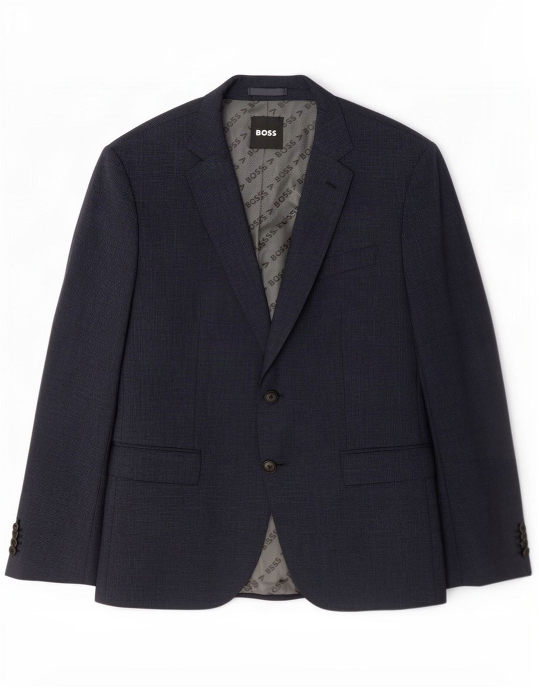Męska marynarka zapinana na 2 guziki Hugo Boss UK 52 XL, granatowa, wełniana kratka